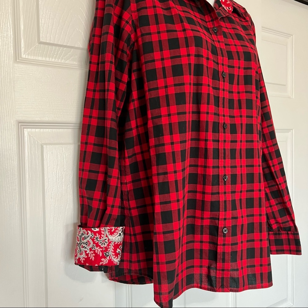Chaps Plaid Button Down Women’s Shirt/ size L - Picture 7 of 11